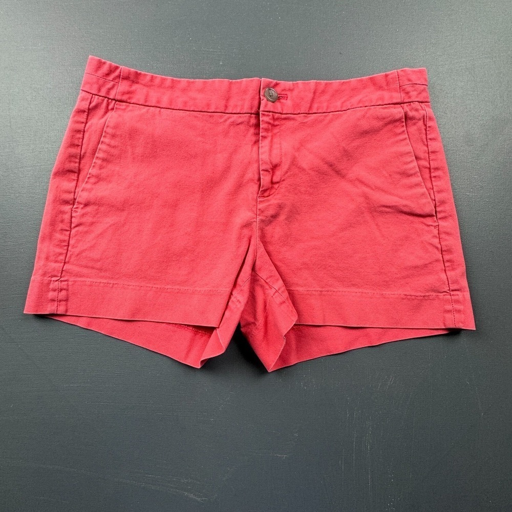 Banana Republic Hampton Fit Chino Shorts Women's Size 6 Red Stretch Casual Zip